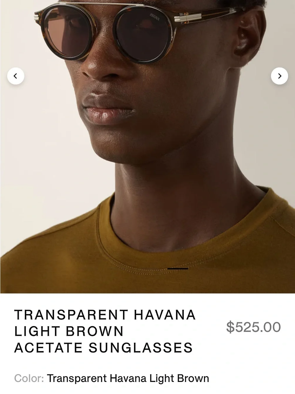 Ermenegildo Zegna Transparent Havana Light Brown Sunglasses